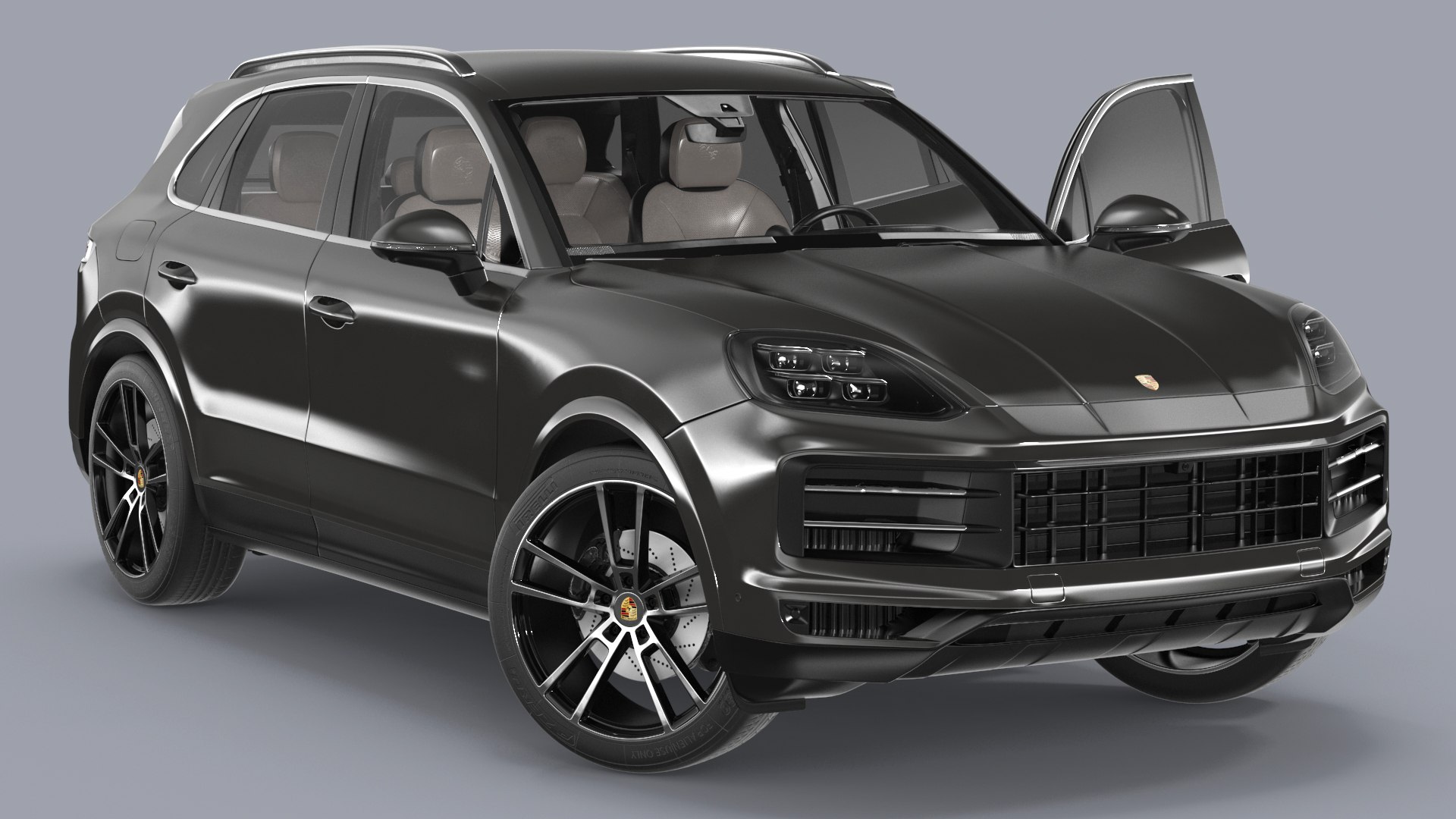 2024 Porsche Cayenne E-Hybrid Gray Rigged 3D model preview