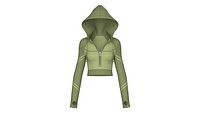Girls Long Sleeve Tactical Half-Zip Crop Hoodie