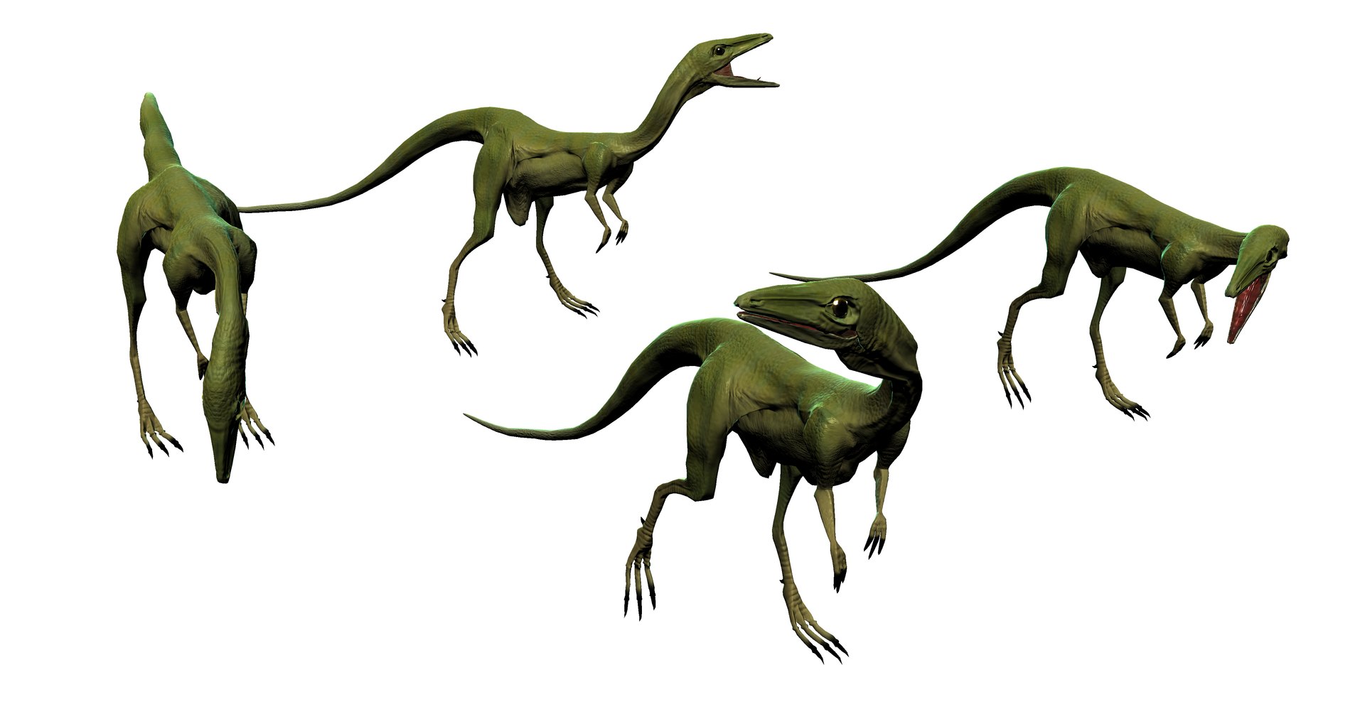 Compsognathus Dinosaur Run Pose 3D, Incl. big & compsognathus