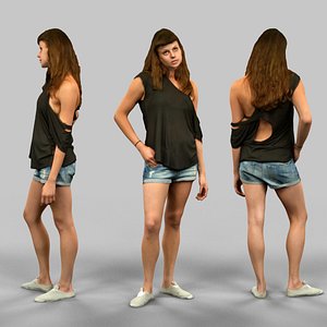 woman jeans short 3d obj