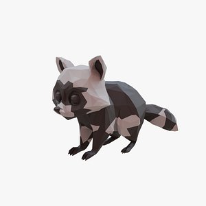 3D Raccoon low poly model