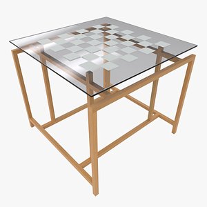 3D Glass Top Chess Table
