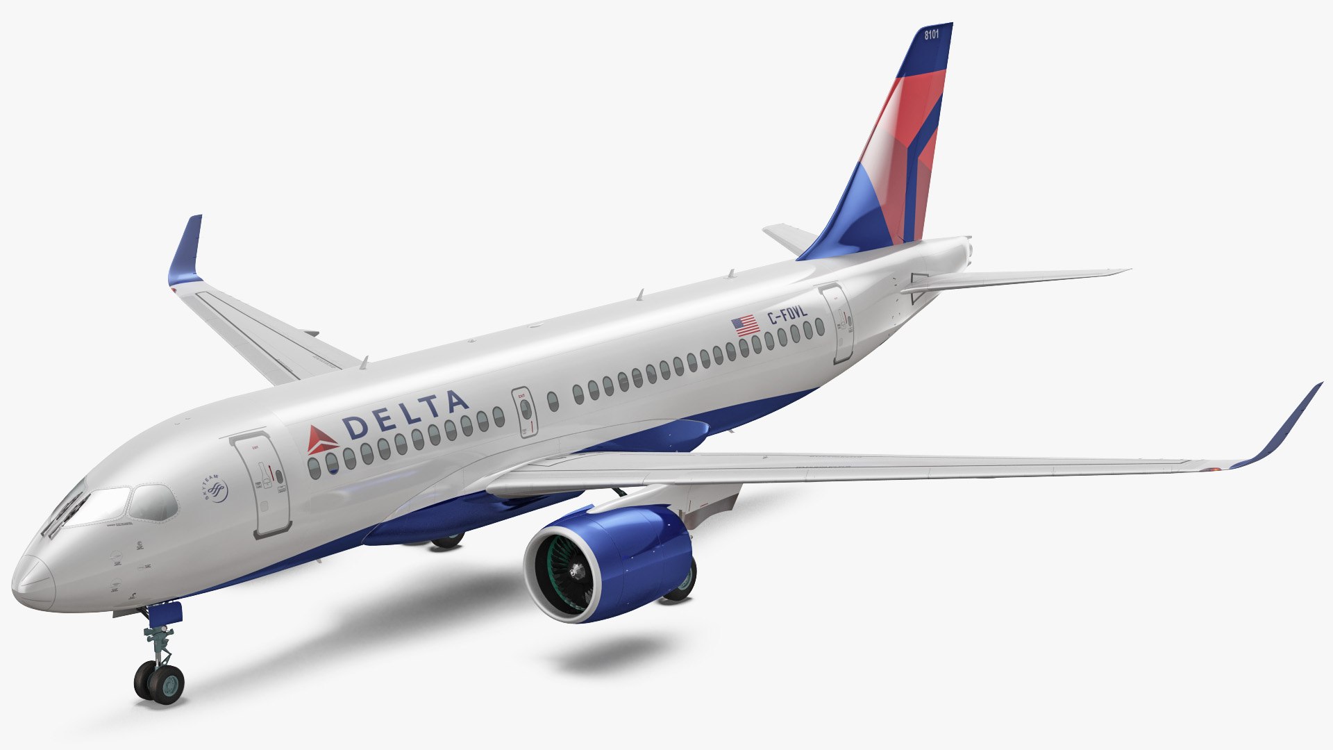 Airbus A220 100 Delta Simple Interior 3D model preview