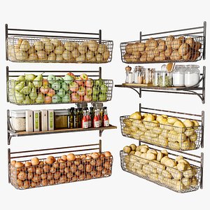 Shelf with vegetables and fruits in the store 3D model