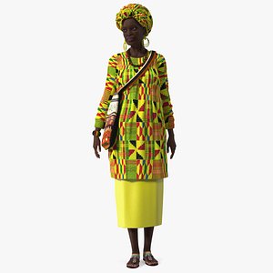 African Woman Wearing Traditional Clothes Standing Pose 3D model