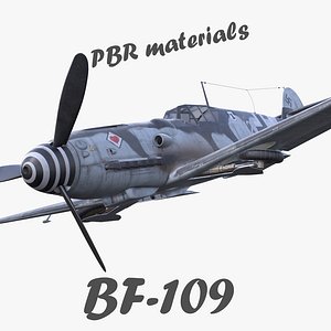 BF-109 German fighter PBR materials 3d model