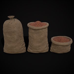 3D model Burlap Sacks of Almonds
