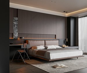 Modern bedroom interior scene 3D model
