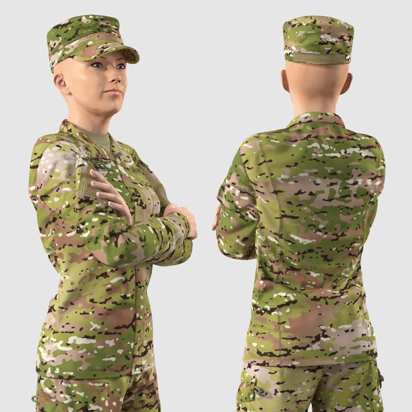 3D Female US Soldier Camouflage Rigged for Maya
