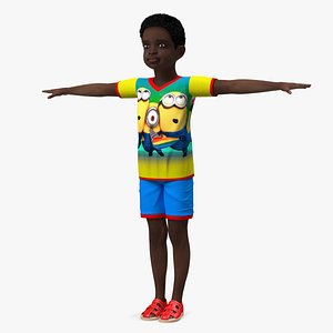 3D model Black Child Boy T-Pose