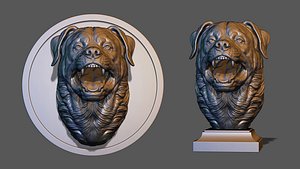 3D Barking Rottweiler Bust model