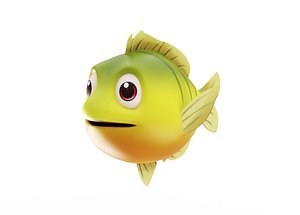 Blue gill animated fish low poly toon