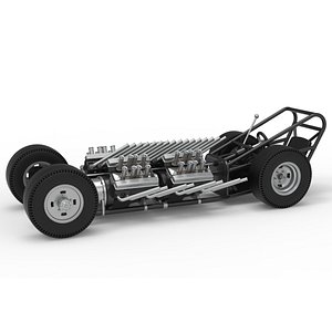 3D Vintage AWD Dragster Base Version 2 Scale 1 to 25 model