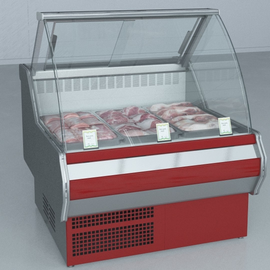 Custom Refrigerated Showcase Meat 3d Model