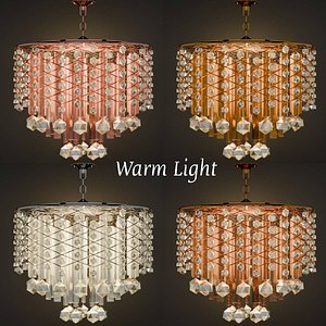 3D Modern Crystal Drum Chandelier Golden