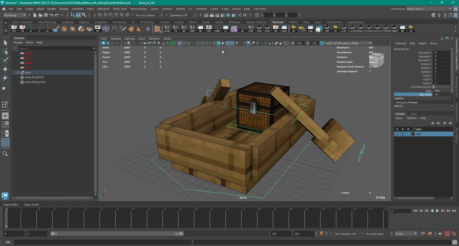 3D Minecraft Boat Rig - TurboSquid 2511105