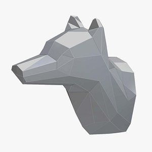 Low-Poly Wall Mounted Wolf Head 3D model