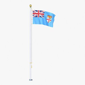 Fiji Flag Stand Pole Animated Loop