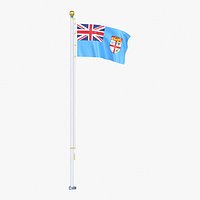 Fiji Flag Stand Pole Animated Loop