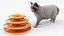 Circular Cat Toy Tower with Moving Balls Fur Animated Rigged for Maya 3D model