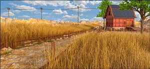 barn landscape farm 3D