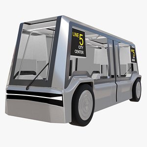 3D self-driving sci-fi bus pbr