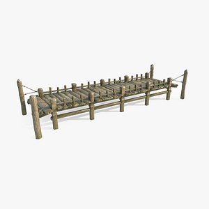 Ancient wooden bridge 3D model
