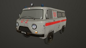 3D Old UAZ 452 2206 Ambulance