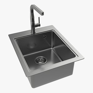 Kitchen Sink Faucet 13 stainless steel 3D model