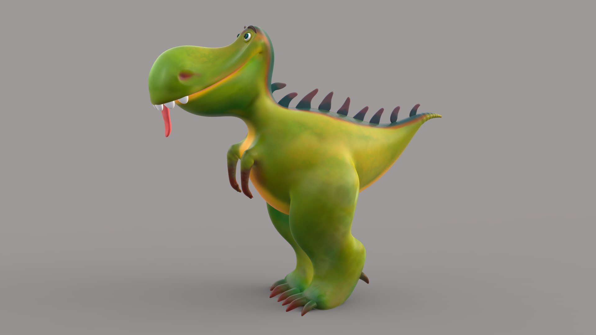 3D Cartoon Dinosaur pink green model - TurboSquid 1939092