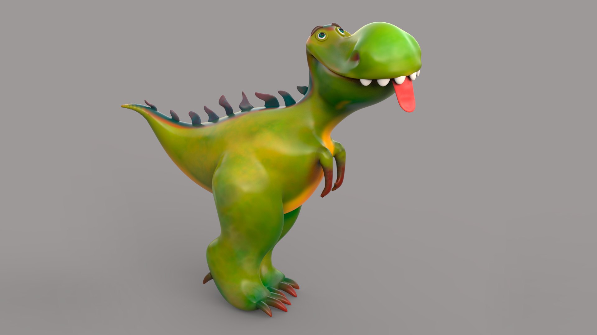 3D Cartoon Dinosaur pink green model - TurboSquid 1939092