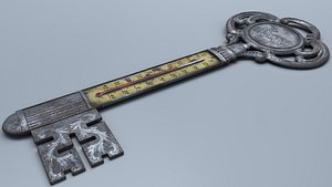3D Antique Room Thermometer Iron Rust model