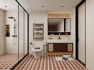 Modern Japandi Ensuite - Minimal Bathroom model