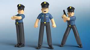 Minimal Cop Cartoon Character 3D model