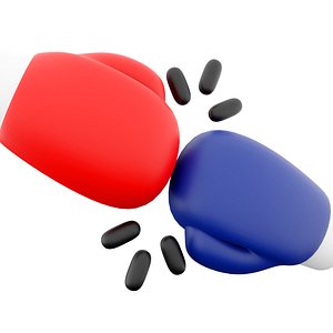 3d boxing gloves hit each other icon 3D model