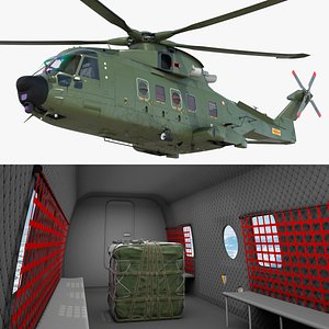 AgustaWestland AW101 Merlin Royal Air Force with Cargo Bag Rigged for Maya