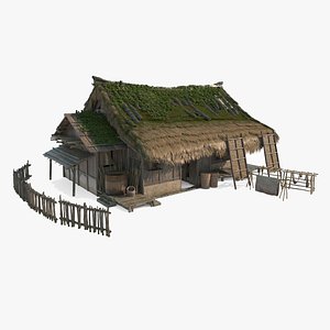 Asian Ancient Thatched Cottage Architecture