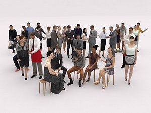 30x LOW POLY MAN WOMAN BUSINESS CAFE VOL01 CASUAL PEOPLE CROWD