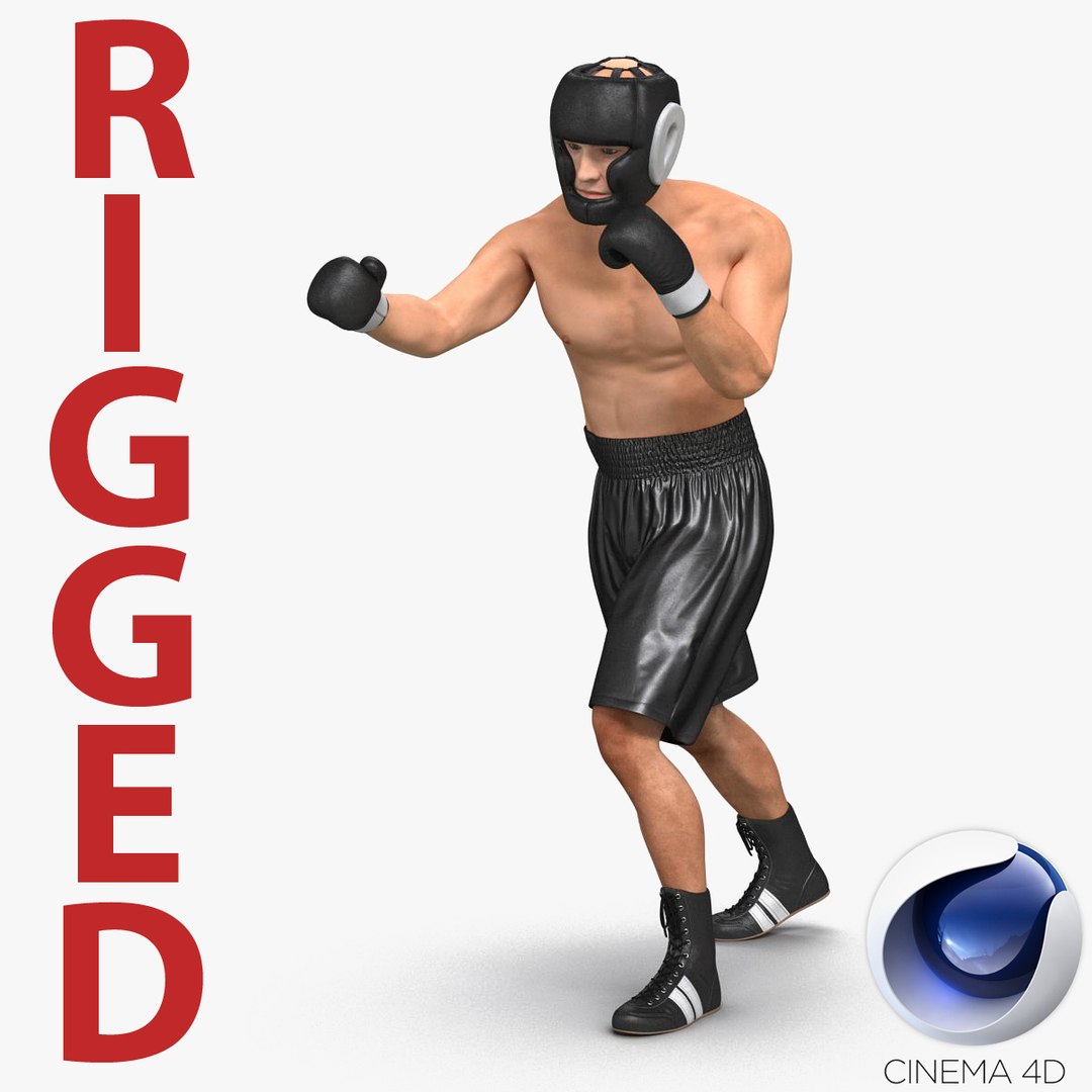 Adult Boxer Man Rigged for Cinema 4D 3D Model 3D model preview