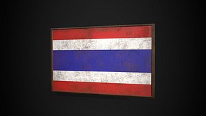 Old Picture Frame With Thailand  Flag - Game Ready PBR Low-poly 3D Model 3D model