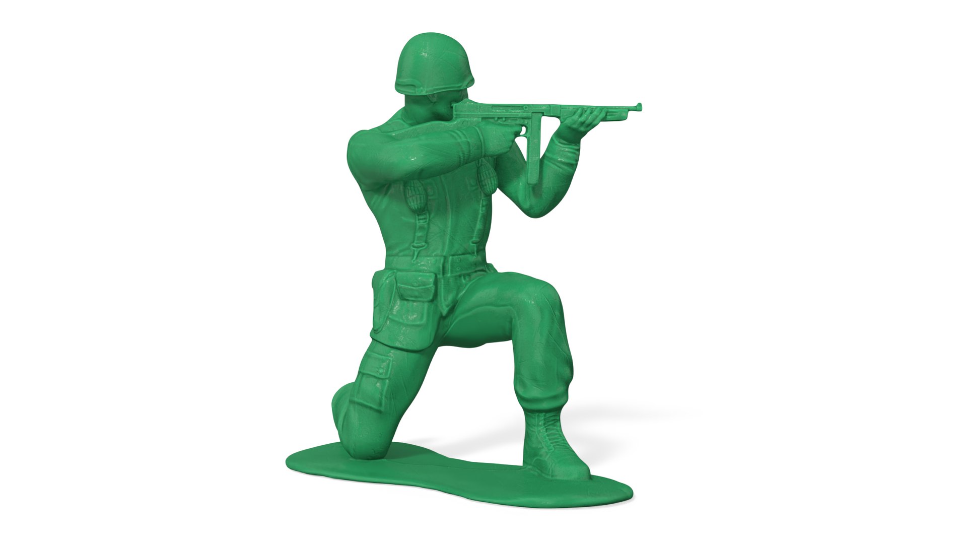 Green Toy Soldier Crouched Down 3D model preview