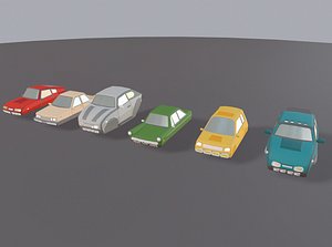 Cartoon Low-poly Flying cars