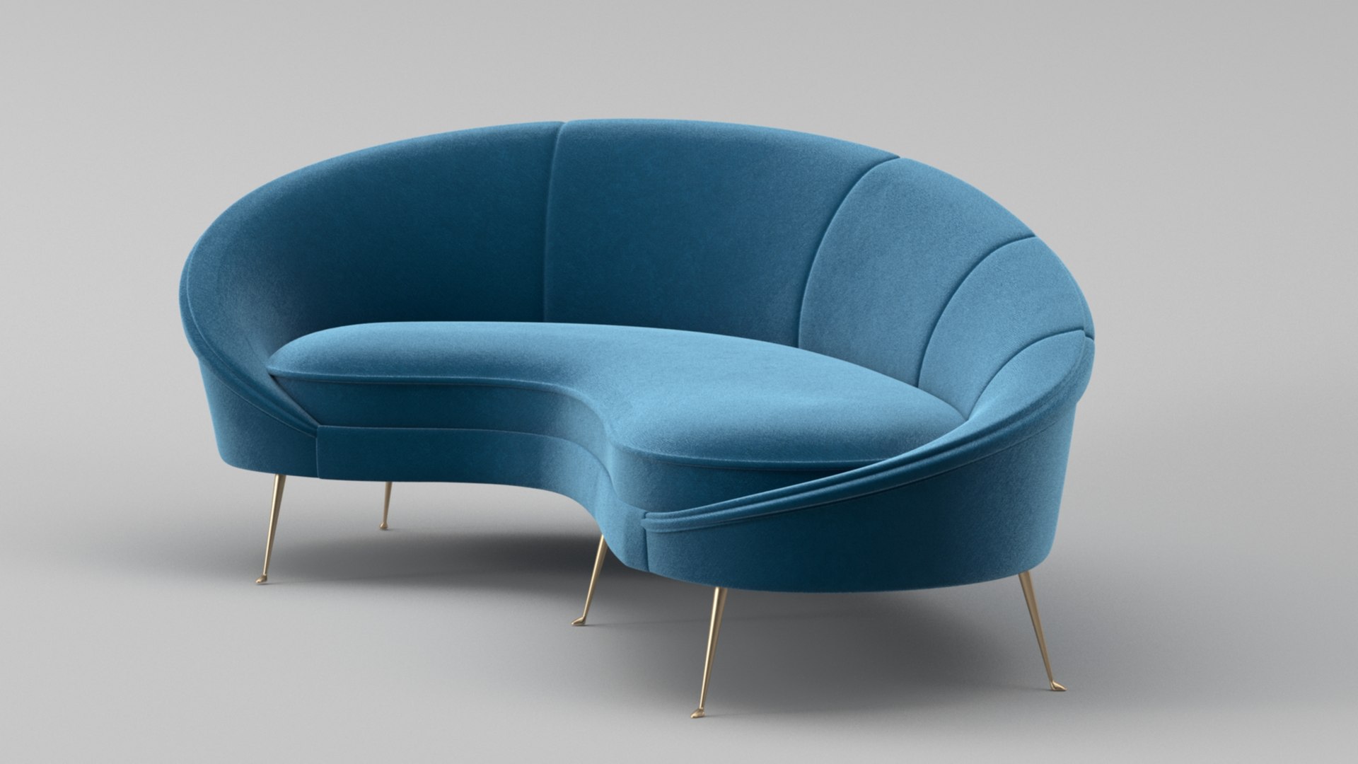 Ico Parisi Style Modern Curved Sofa 01 With Pro Studio Render Scene 3D ...