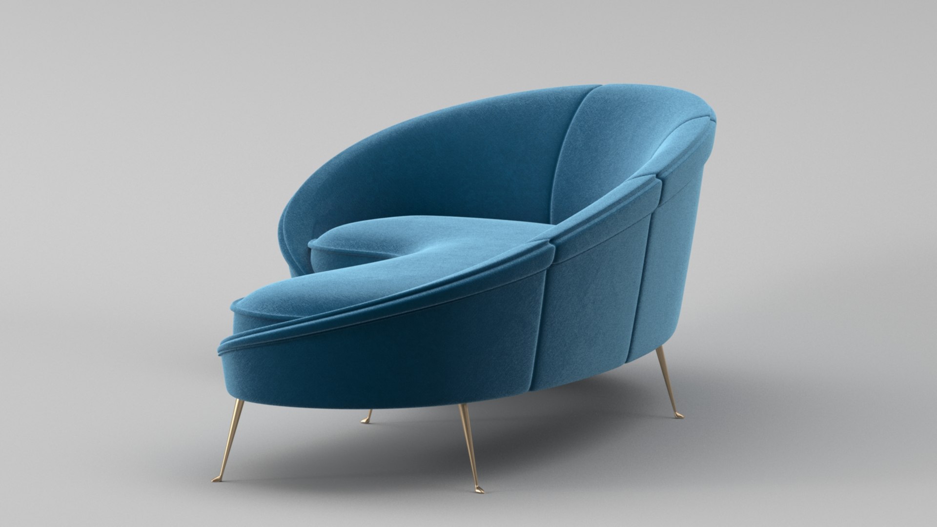 Ico Parisi Style Modern Curved Sofa 01 With Pro Studio Render Scene 3D ...