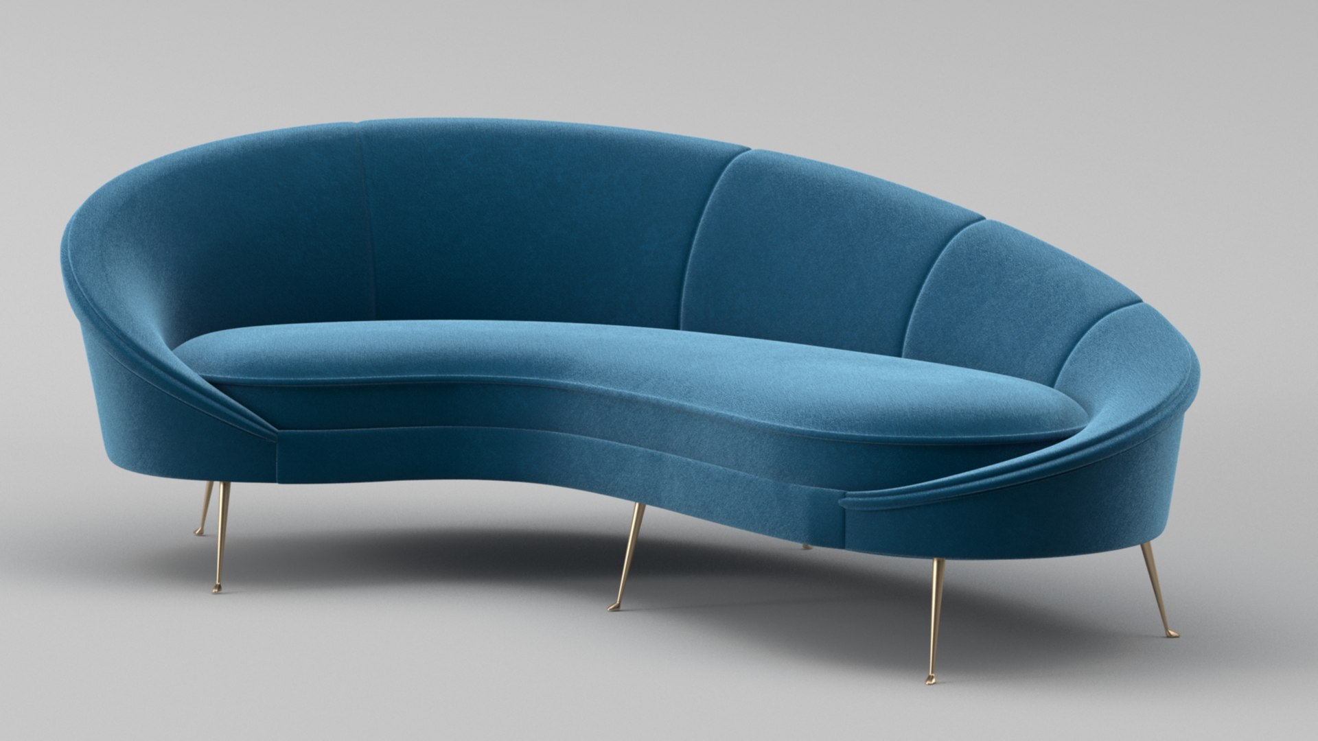 Ico Parisi Style Modern Curved Sofa 01 With Pro Studio Render Scene 3D ...