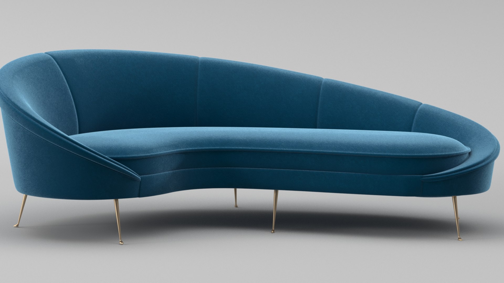 Ico Parisi Style Modern Curved Sofa 01 With Pro Studio Render Scene 3D ...