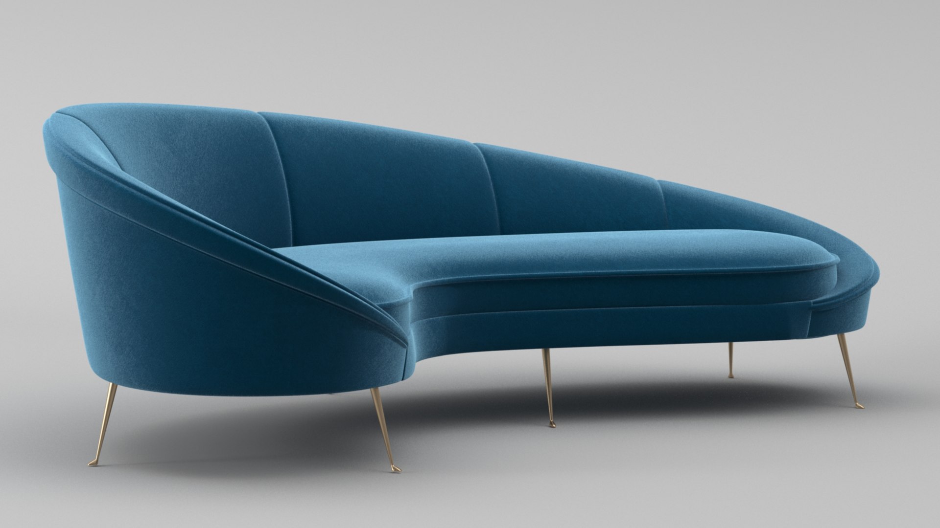 Ico Parisi Style Modern Curved Sofa 01 With Pro Studio Render Scene 3D ...