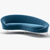 Ico Parisi Style Modern Curved Sofa 01  With Pro Studio Render Scene