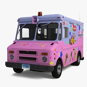 Ice Cream Truck with Star Decals and Branding 3D model