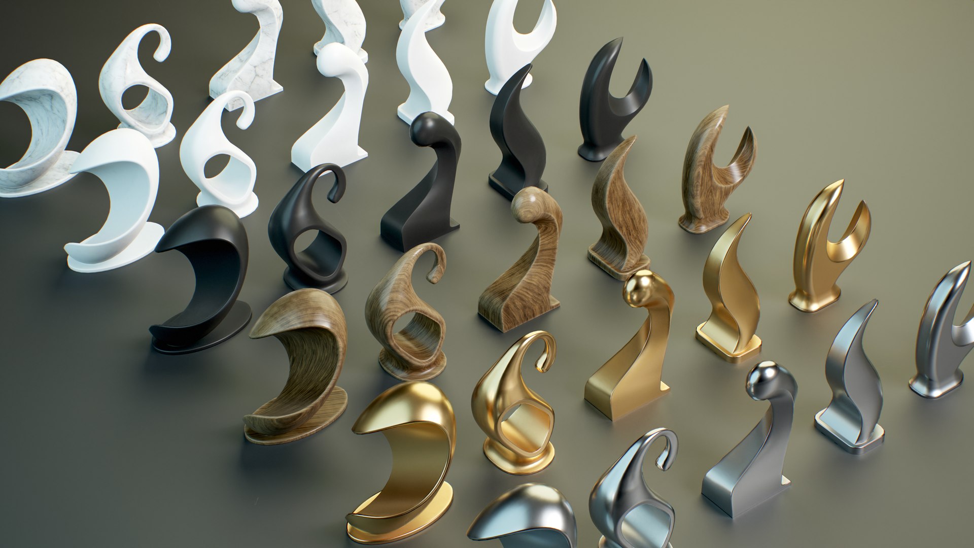 Abstract Statues PBR 3D Model - TurboSquid 2146457